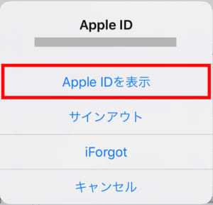 iphoneの設定画面で「AppleIDを表示」をタップしている様子