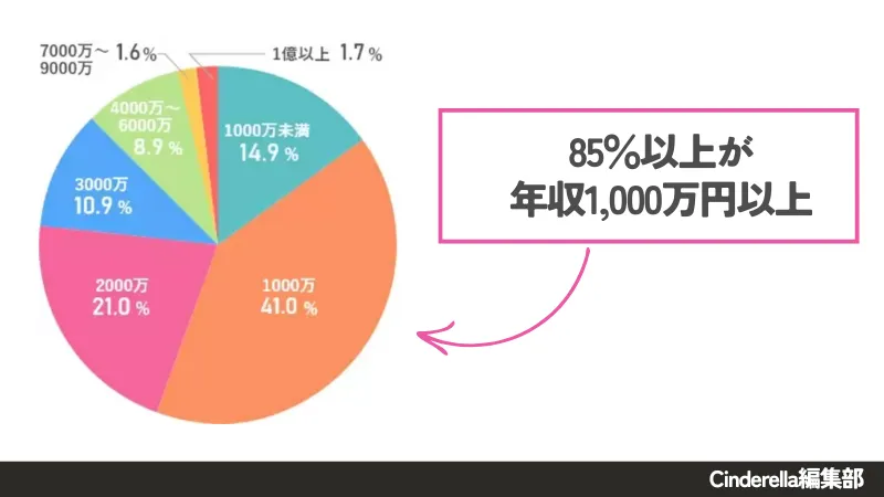 ユニバース倶楽部の男性会員の年収グラフ