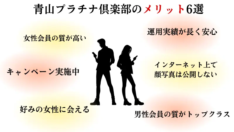 青山プラチナ倶楽部のメリットは、女性会員の質が高い、運用実績が長く安心など